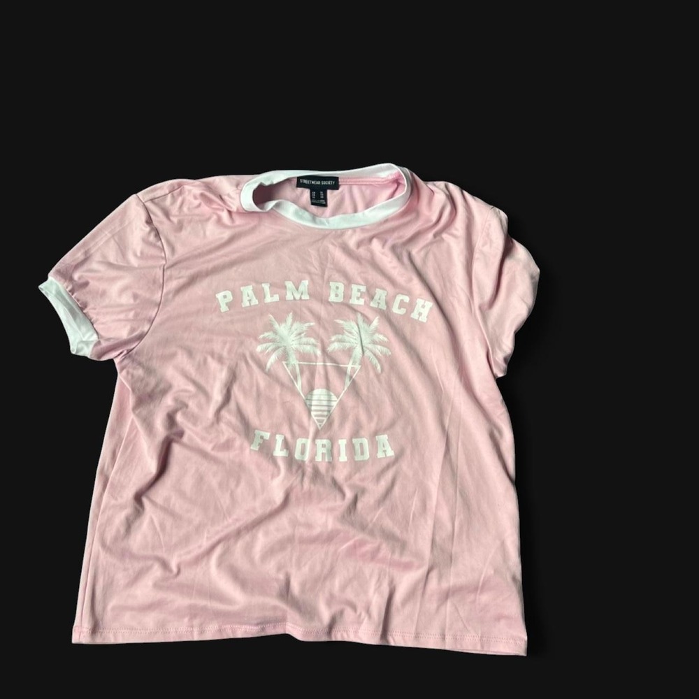 Streetwear Society T-Shirt Palm Beach Florida XL Pink Ringer Graphic Tee